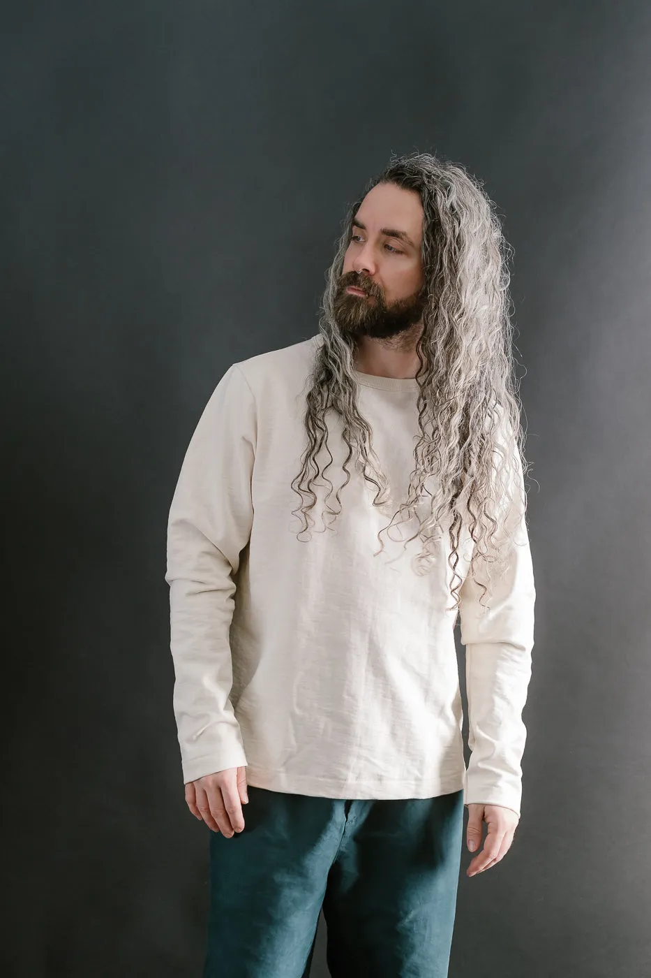 2S18.02 - 13.4oz Loopwheeled Heavy LS T-Shirt Relaxed Fit - Nature