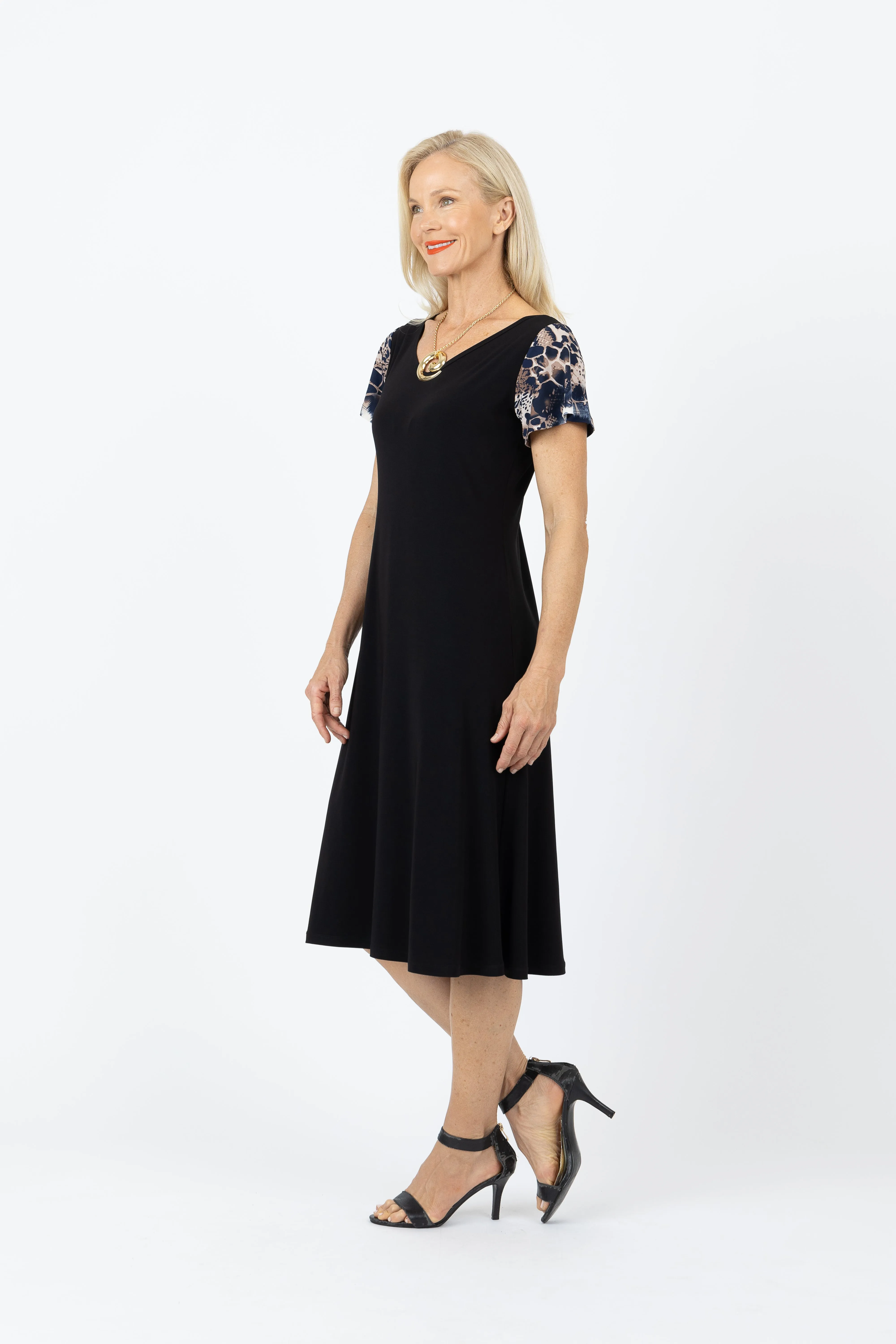 5338 Two Way Dress - Navy Snake