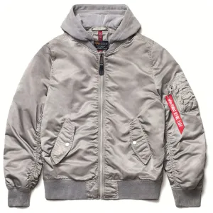 Alpha Industries Men's Vintage White L-2B Hooded Battlewash Flight Jacket