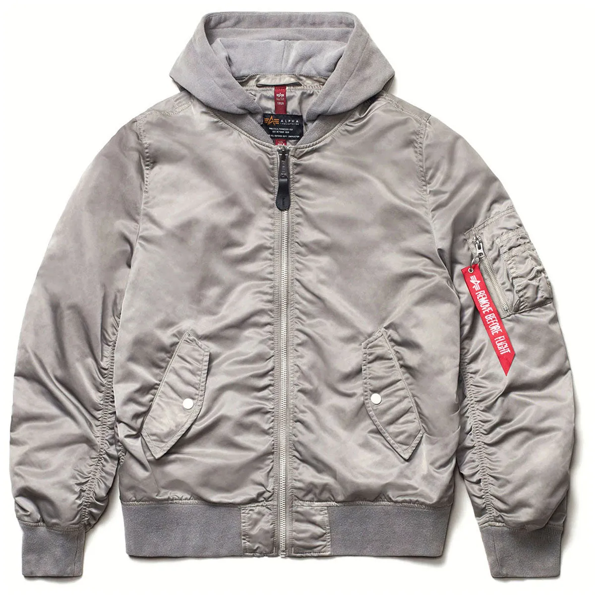 Alpha Industries Men's Vintage White L-2B Hooded Battlewash Flight Jacket