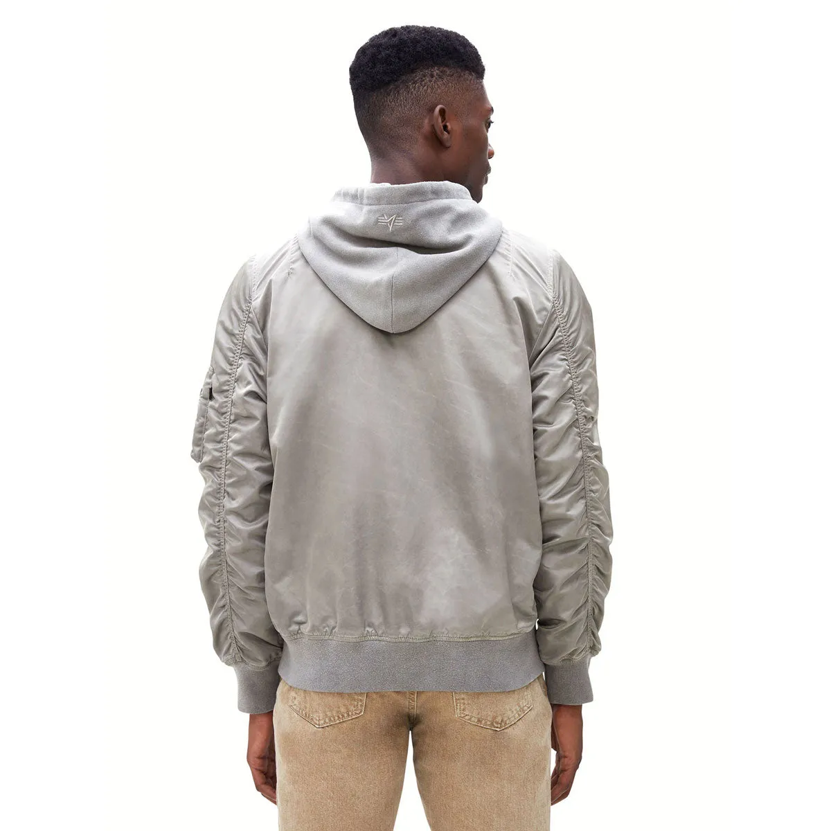 Alpha Industries Men's Vintage White L-2B Hooded Battlewash Flight Jacket