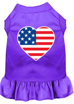 American Flag Heart Screen Print Dress Purple Xxxl