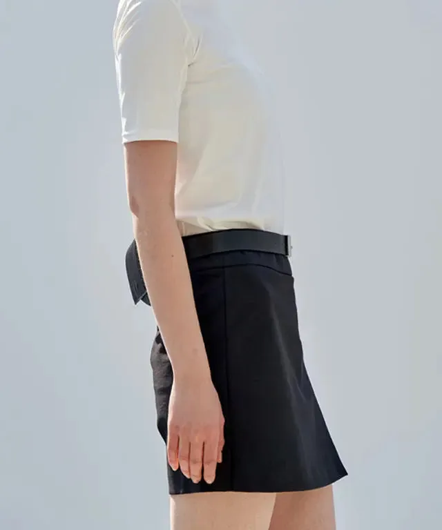 Anell Elegant Black H-Line Skirted Trousers