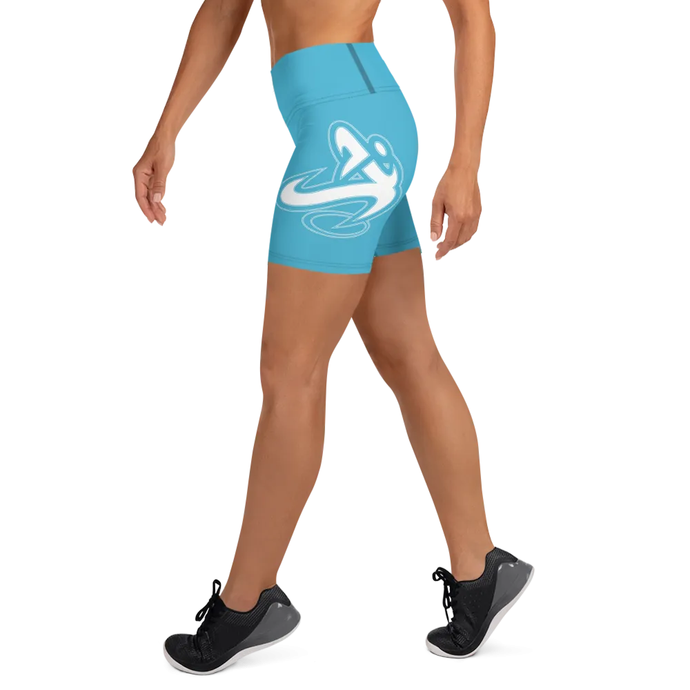 Athletic Apparatus Blue 7 White logo Yoga Shorts