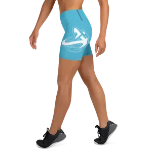 Athletic Apparatus Blue 7 White logo Yoga Shorts