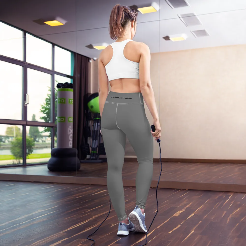 Athletic Apparatus Grey Black logo White stitch Yoga Leggings