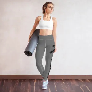 Athletic Apparatus Grey Black logo White stitch Yoga Leggings