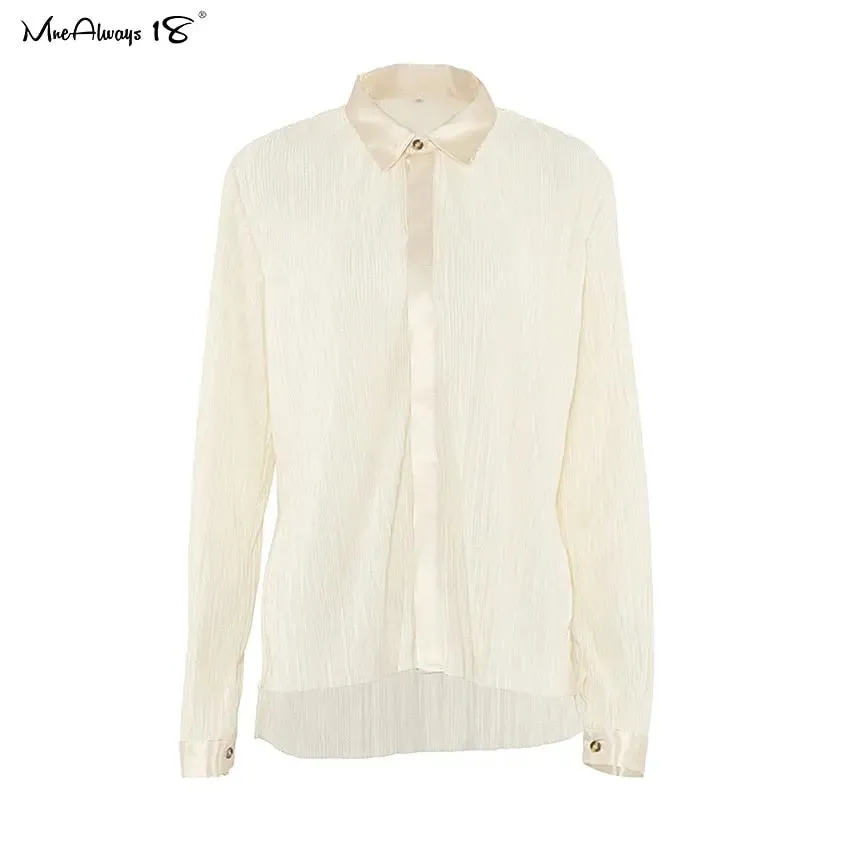 Beige Fashion Top & Pleated Long Palazzo Pants