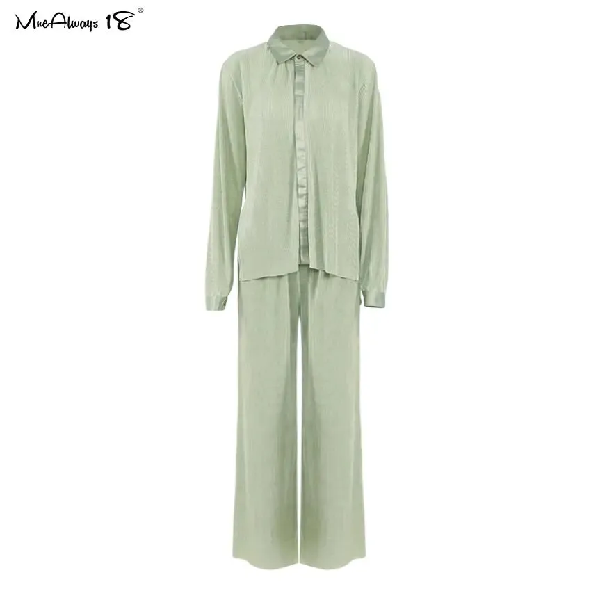 Beige Fashion Top & Pleated Long Palazzo Pants