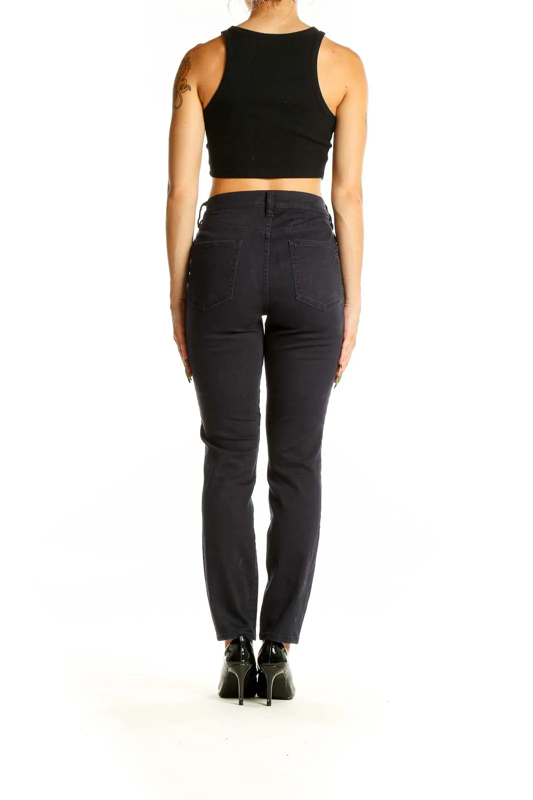 Black Classic Straight-Leg Denim Jeans