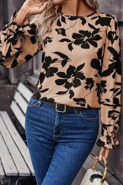 Bloom Wilder Tie Back Floral Long Sleeve Blouse