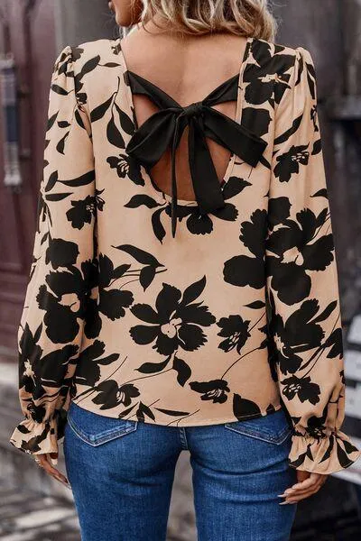 Bloom Wilder Tie Back Floral Long Sleeve Blouse