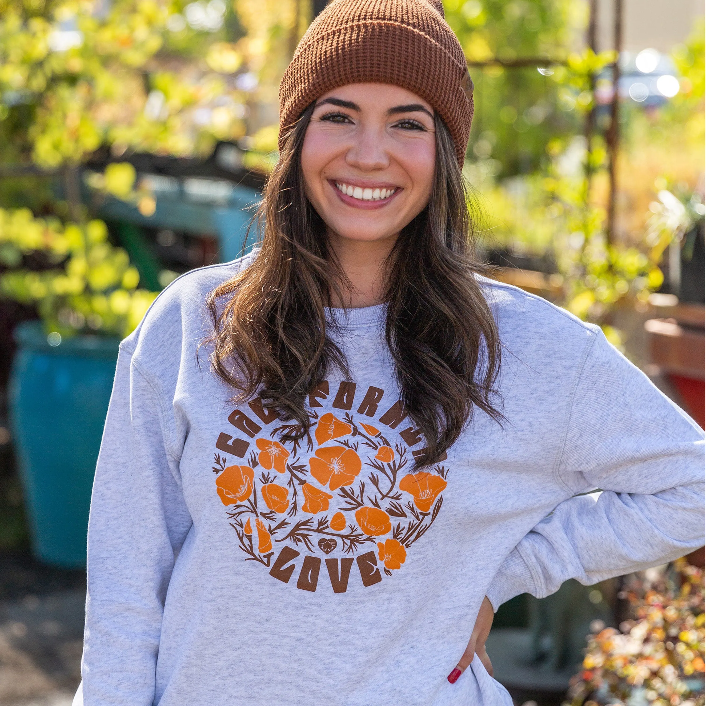 California Poppy Love Thrifty Crew Sweater