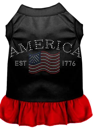 Classic America Rhinestone Dress Black With Red Lg