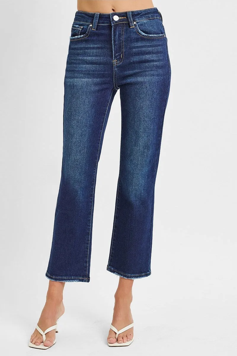 Classic Cut High Rise Cropped Straight Leg Jeans