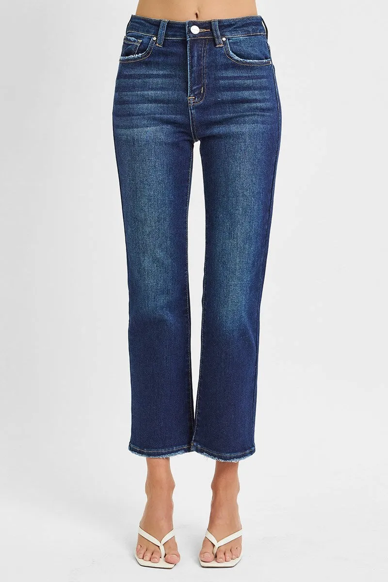Classic Cut High Rise Cropped Straight Leg Jeans