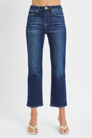 Classic Cut High Rise Cropped Straight Leg Jeans