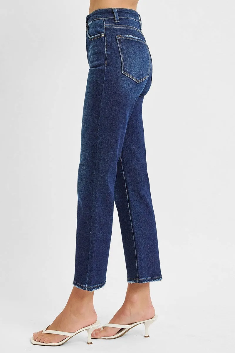Classic Cut High Rise Cropped Straight Leg Jeans