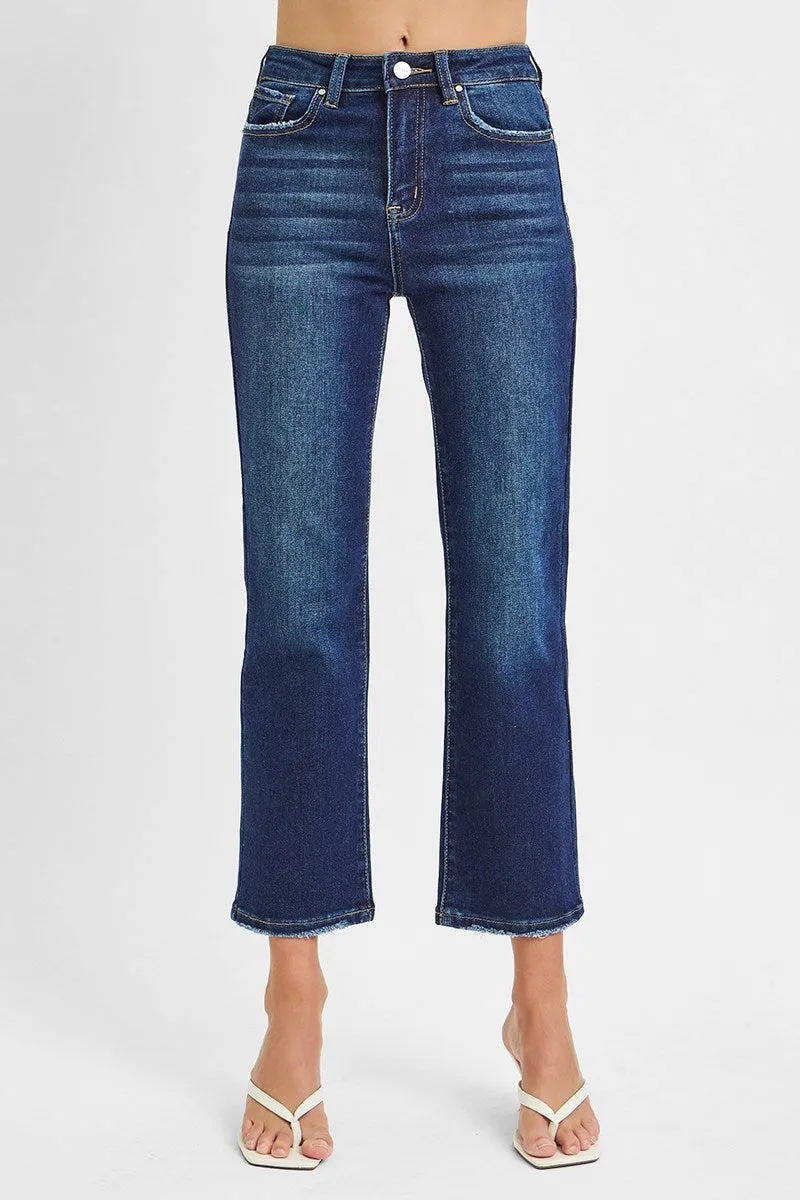 Classic Cut High Rise Cropped Straight Leg Jeans