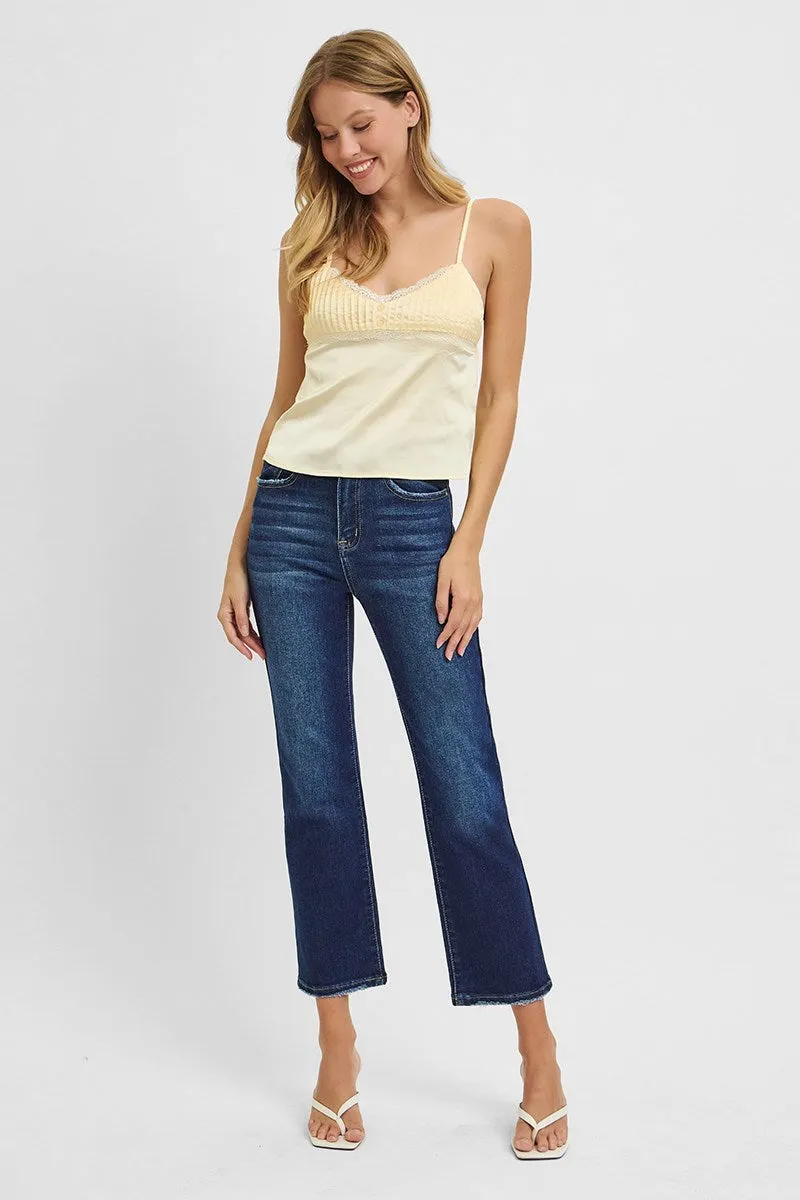 Classic Cut High Rise Cropped Straight Leg Jeans