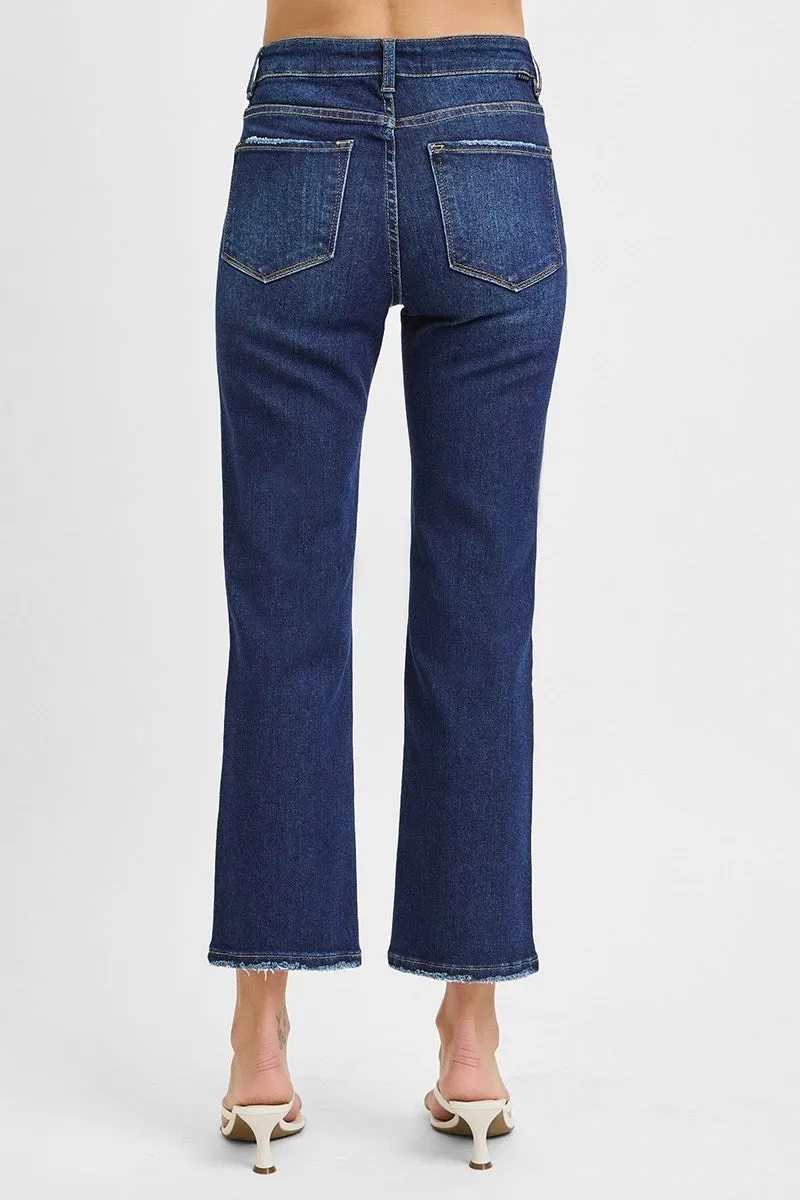 Classic Cut High Rise Cropped Straight Leg Jeans
