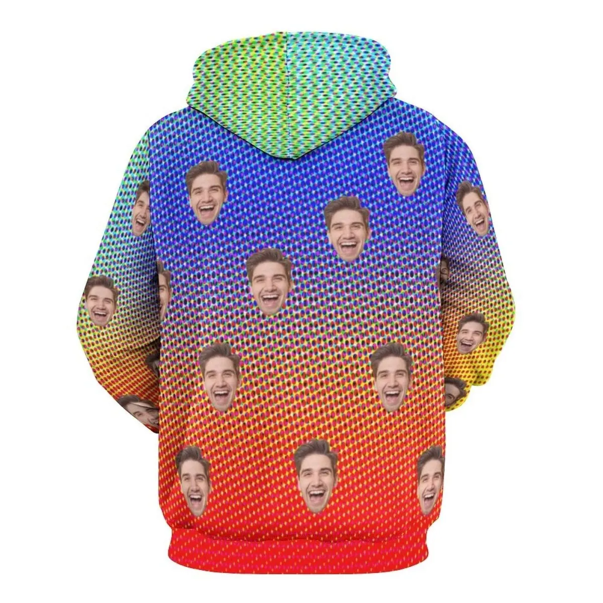 Custom Face Hoodie Cool Hoodie Designs Colorful Large Size Hooded Pullover Personalized Big Face Loose Hoodie Top Outfits