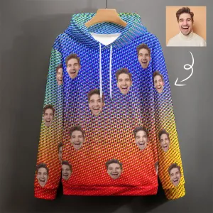 Custom Face Hoodie Cool Hoodie Designs Colorful Large Size Hooded Pullover Personalized Big Face Loose Hoodie Top Outfits