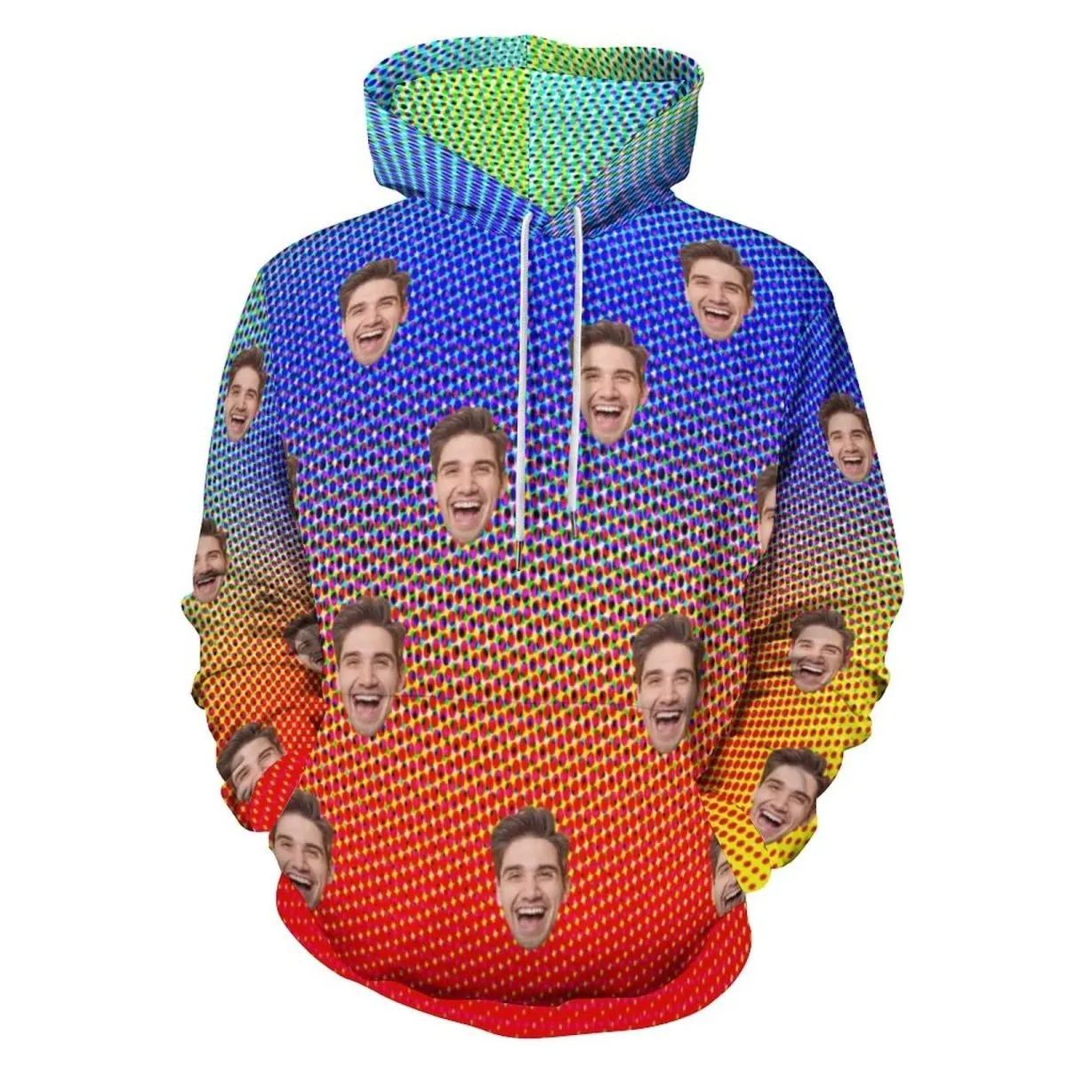 Custom Face Hoodie Cool Hoodie Designs Colorful Large Size Hooded Pullover Personalized Big Face Loose Hoodie Top Outfits