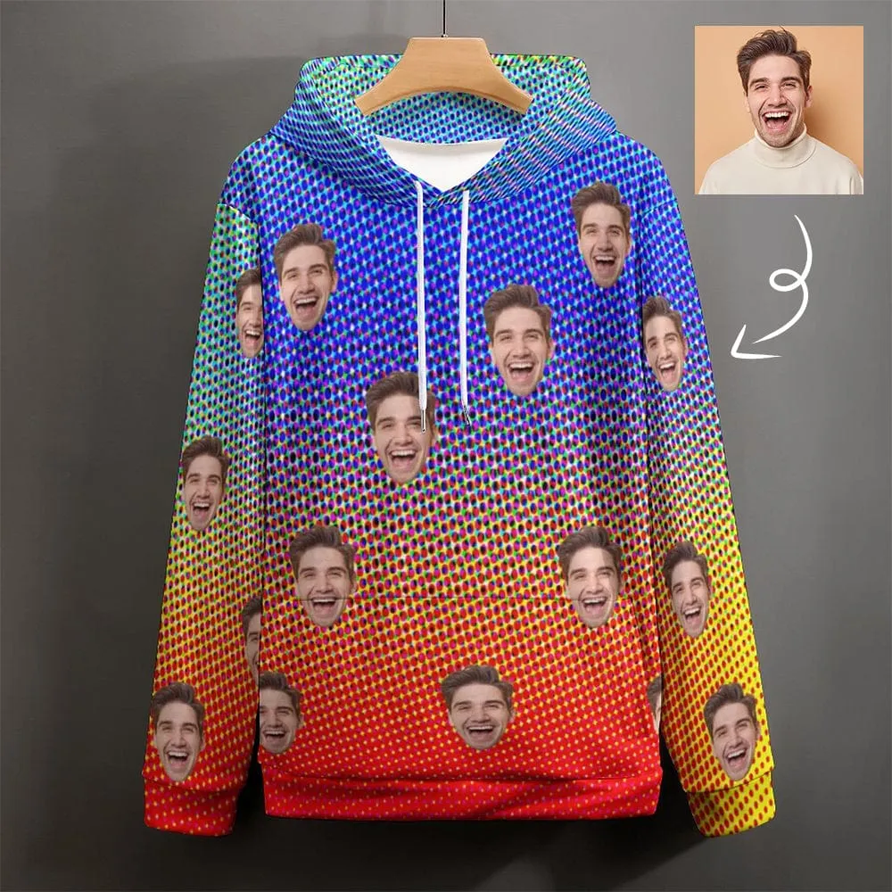 Custom Face Hoodie Cool Hoodie Designs Colorful Large Size Hooded Pullover Personalized Big Face Loose Hoodie Top Outfits