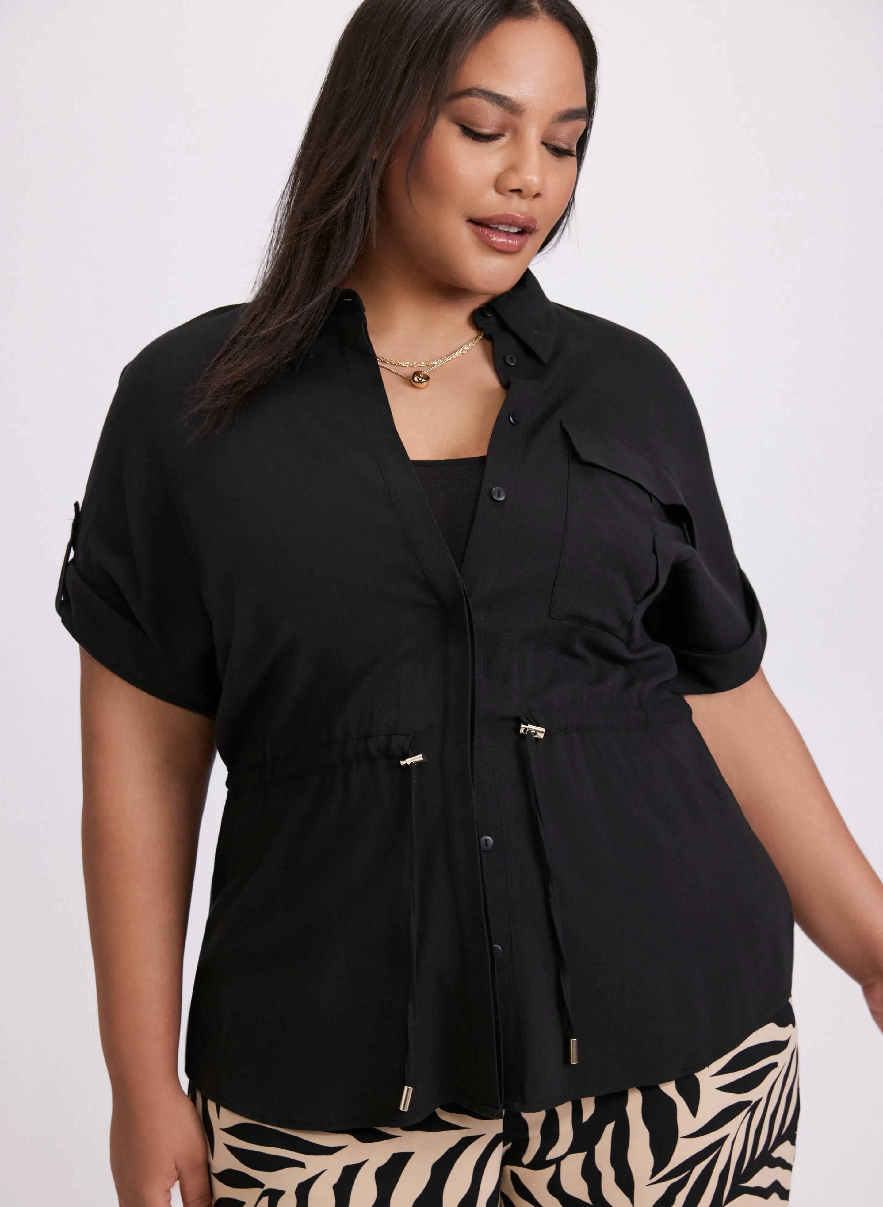 Drawstring Waist Blouse