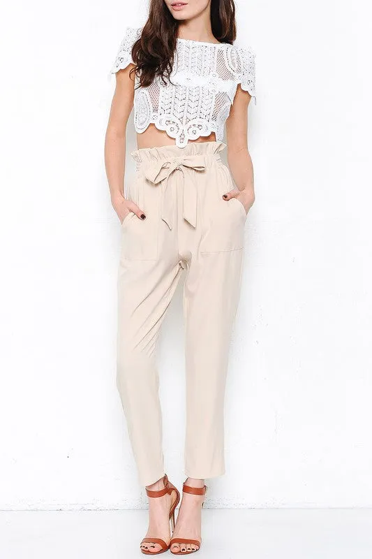 Elegant High Waisted Natural Pants