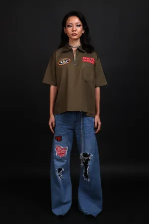 EPIC Oversize Olive Polo T-shirt 'One Blood'
