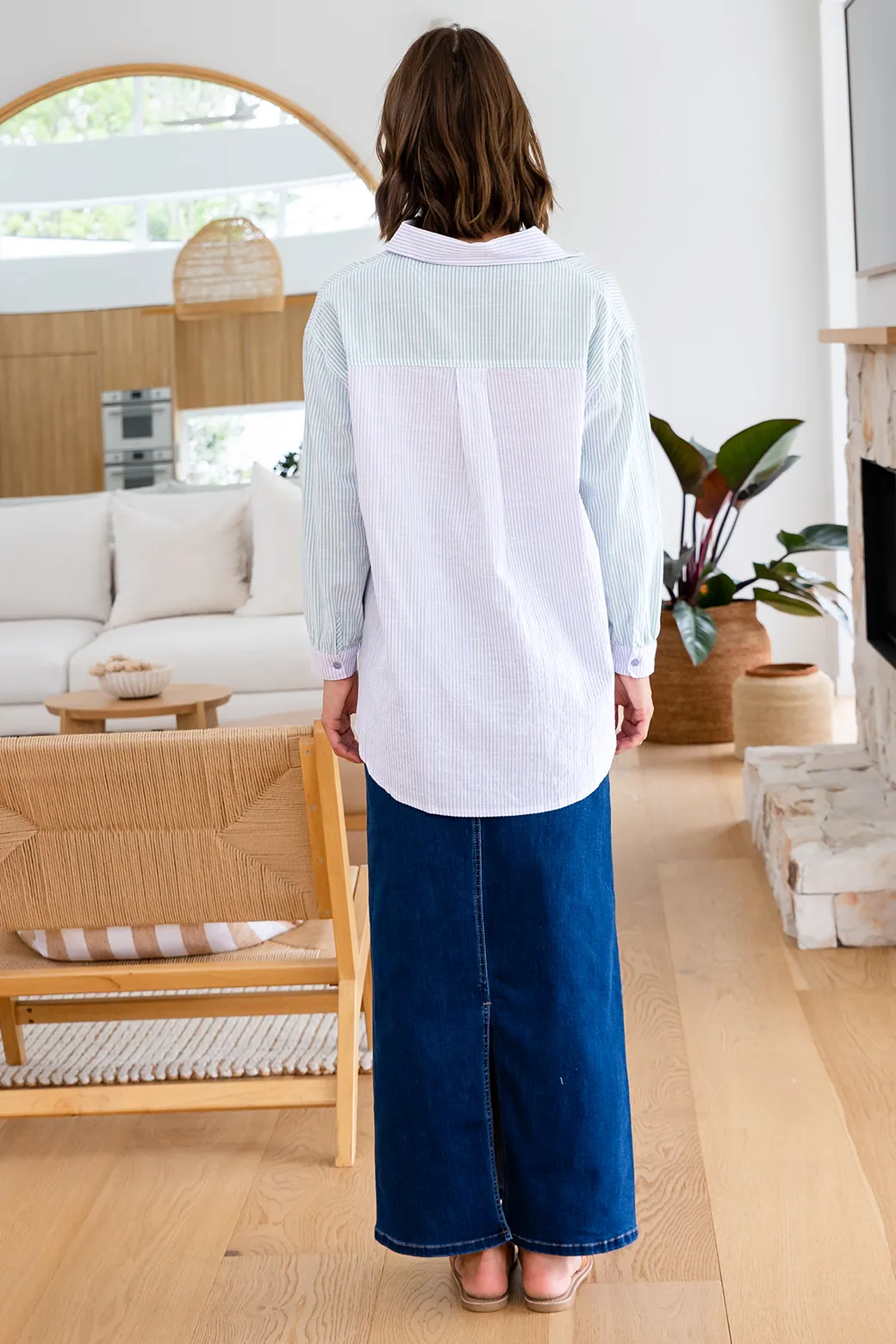 Final Sale | Lana Blouse Purple/Mint Stripe