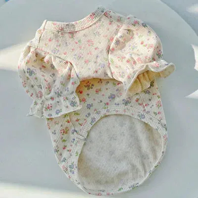 Floral Dog Clothes Pullover Hoodies Shirt Sweatshirts Bubble Sleeve O-Neck Cat Clothing For Small Dogs Chihuahua Pet Apparel #18