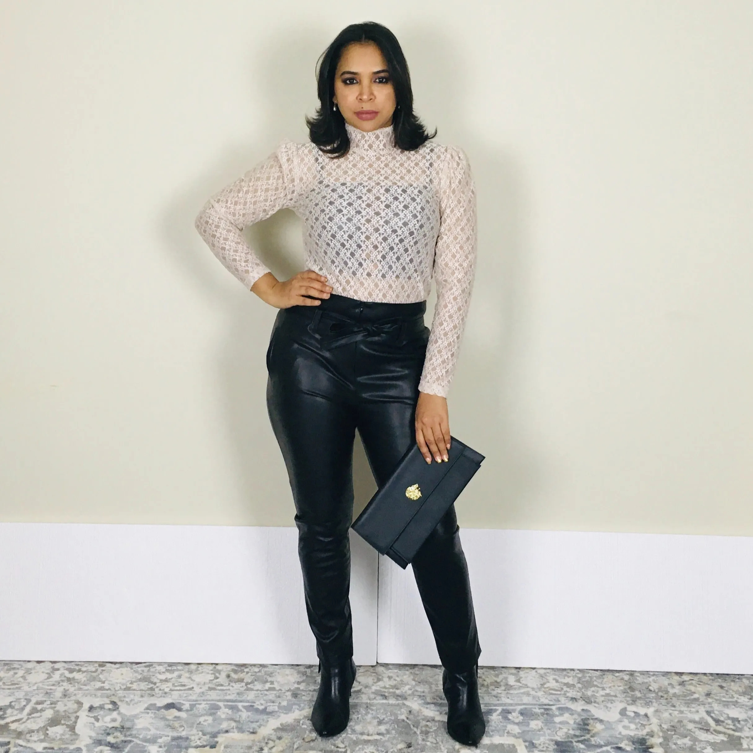 Generation Love Women Black Color Leather Pants