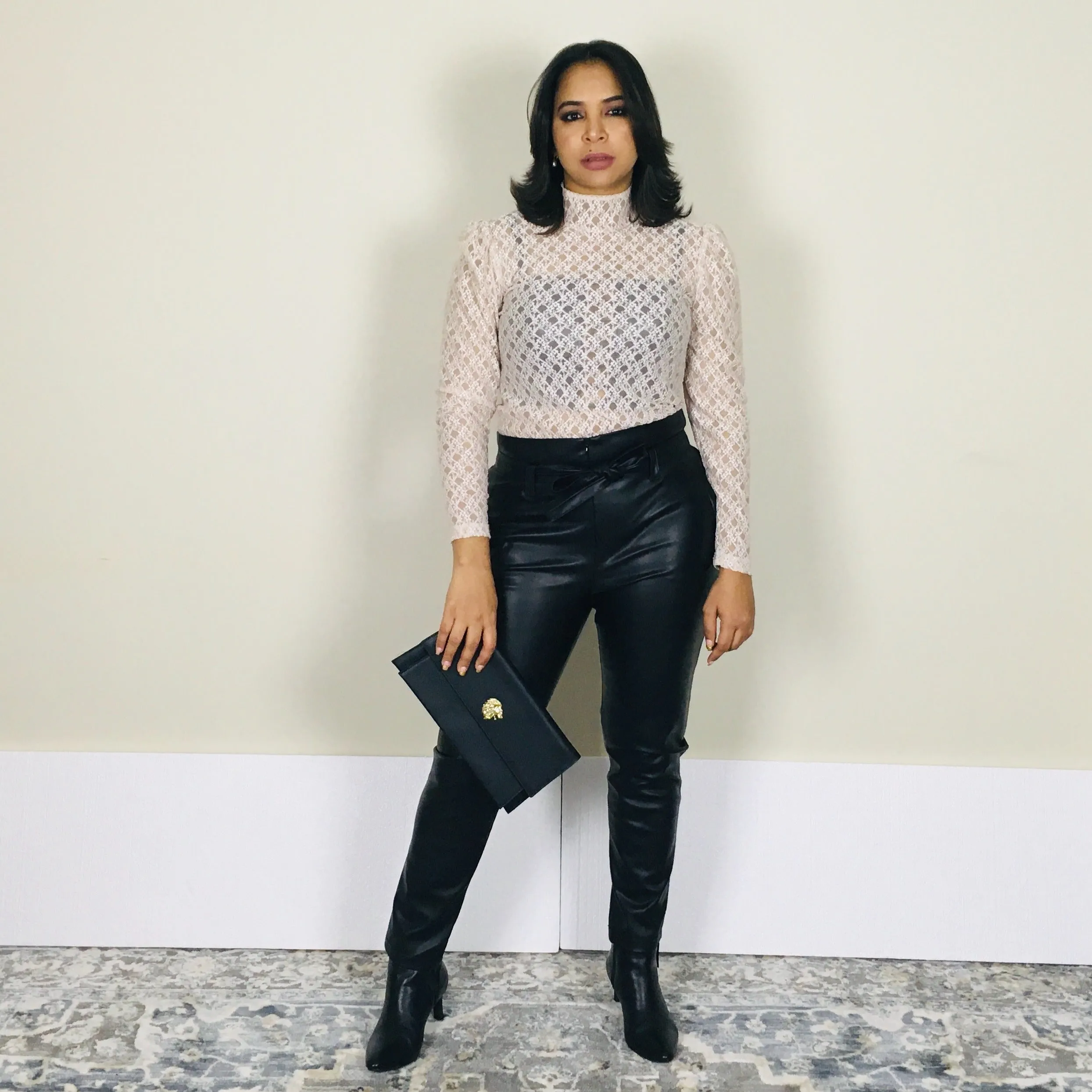 Generation Love Women Black Color Leather Pants