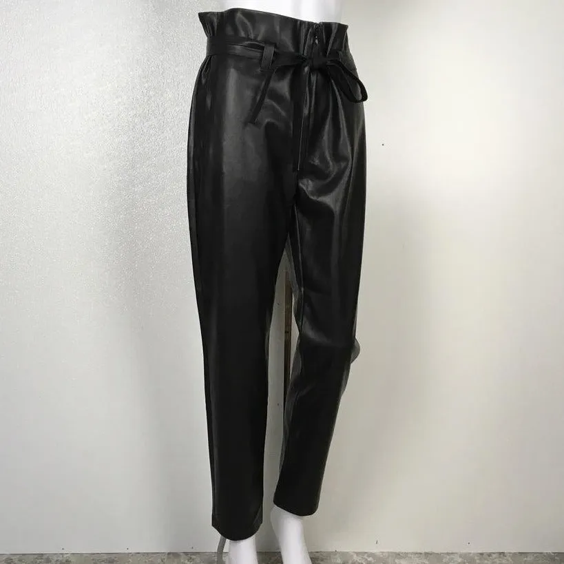 Generation Love Women Black Color Leather Pants