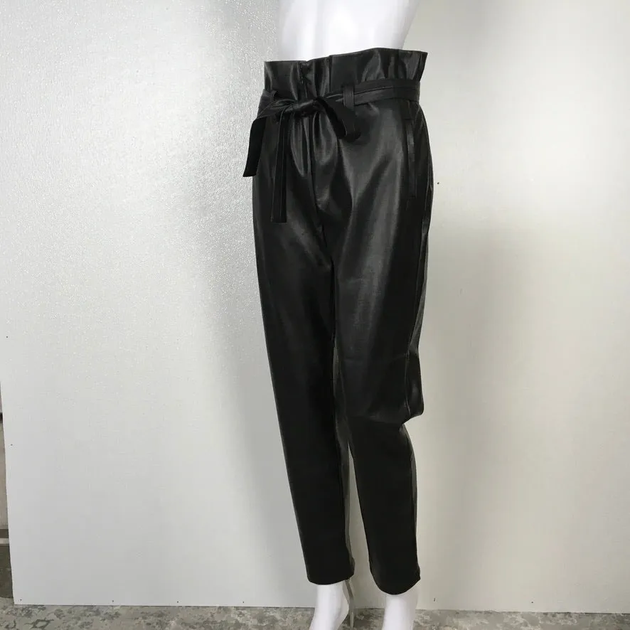 Generation Love Women Black Color Leather Pants