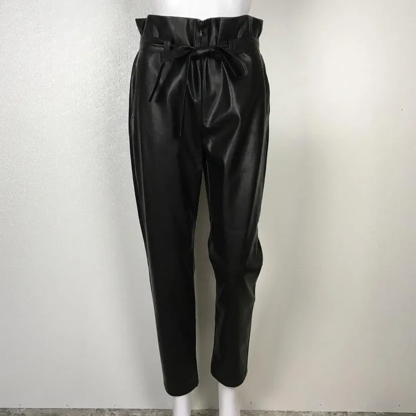 Generation Love Women Black Color Leather Pants