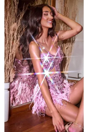 Great Gatsby Dress Womens Costume in Pink Style PS24898C