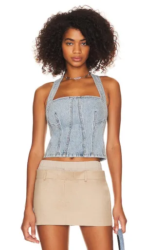 GRLFRND Tianna Halter Bustier in Blue