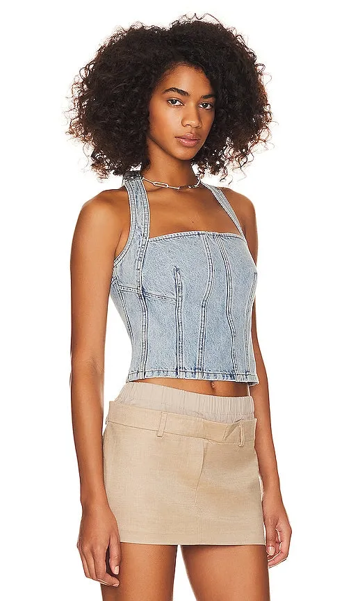 GRLFRND Tianna Halter Bustier in Blue