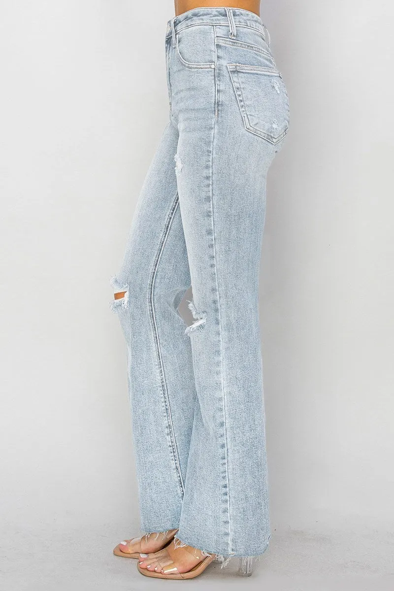 Harmony High Rise Light Wash Slim Straight Leg Jeans