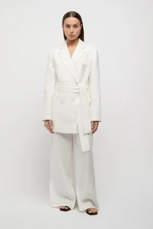 Hayworth Blanket Stitch Linen Blazer White