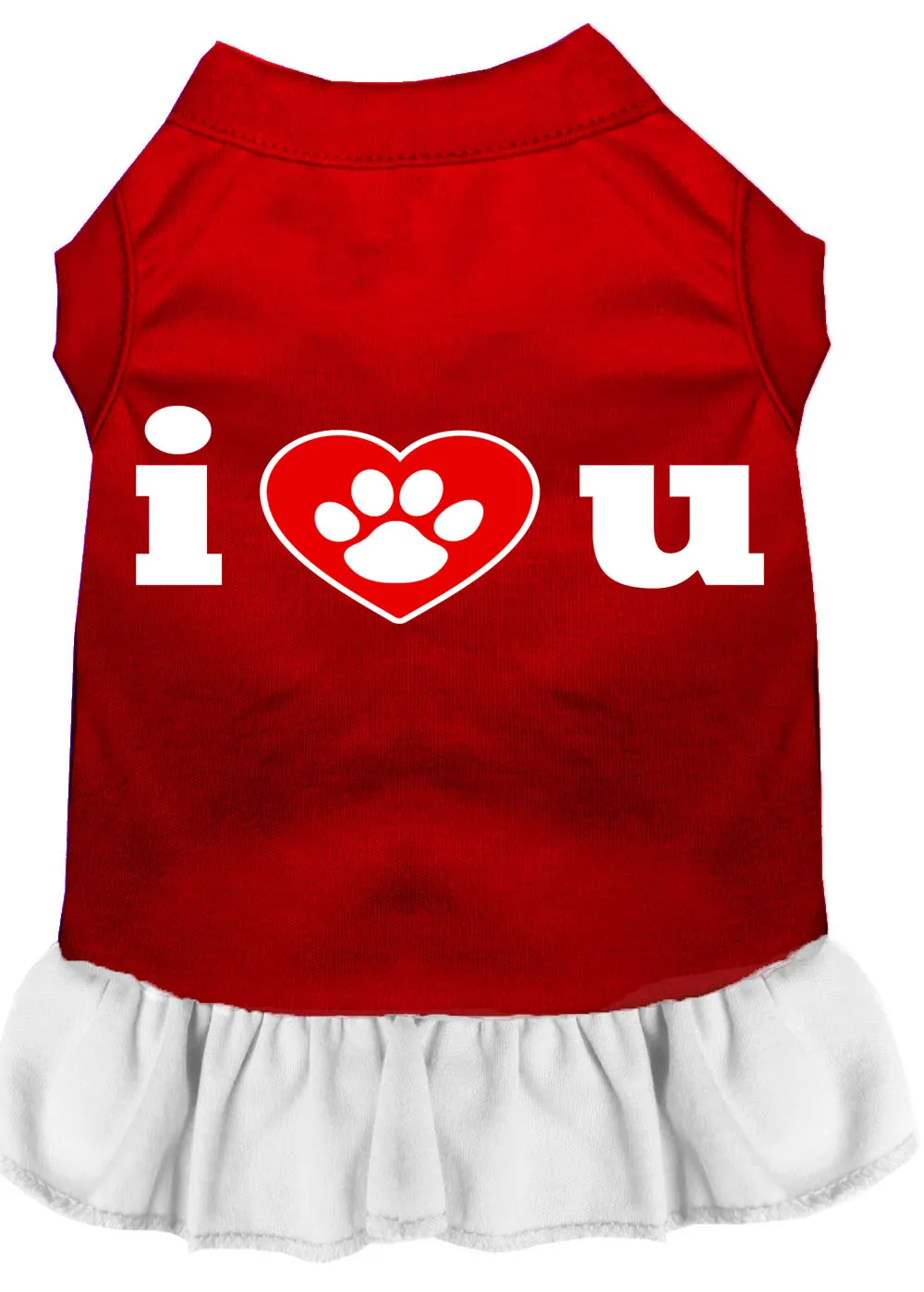 I Heart You Screen Print Dress Red With White Med