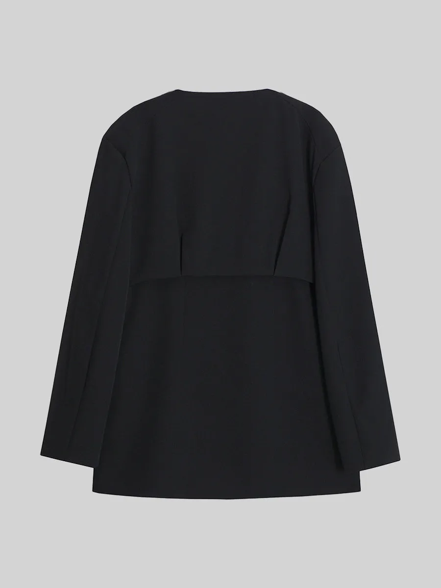 Irregular Long Sleeve Blazer Coat