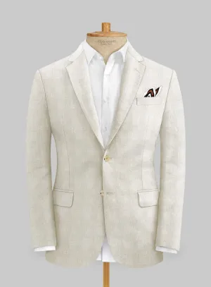 Italian Prato Beige Glen Linen Jacket