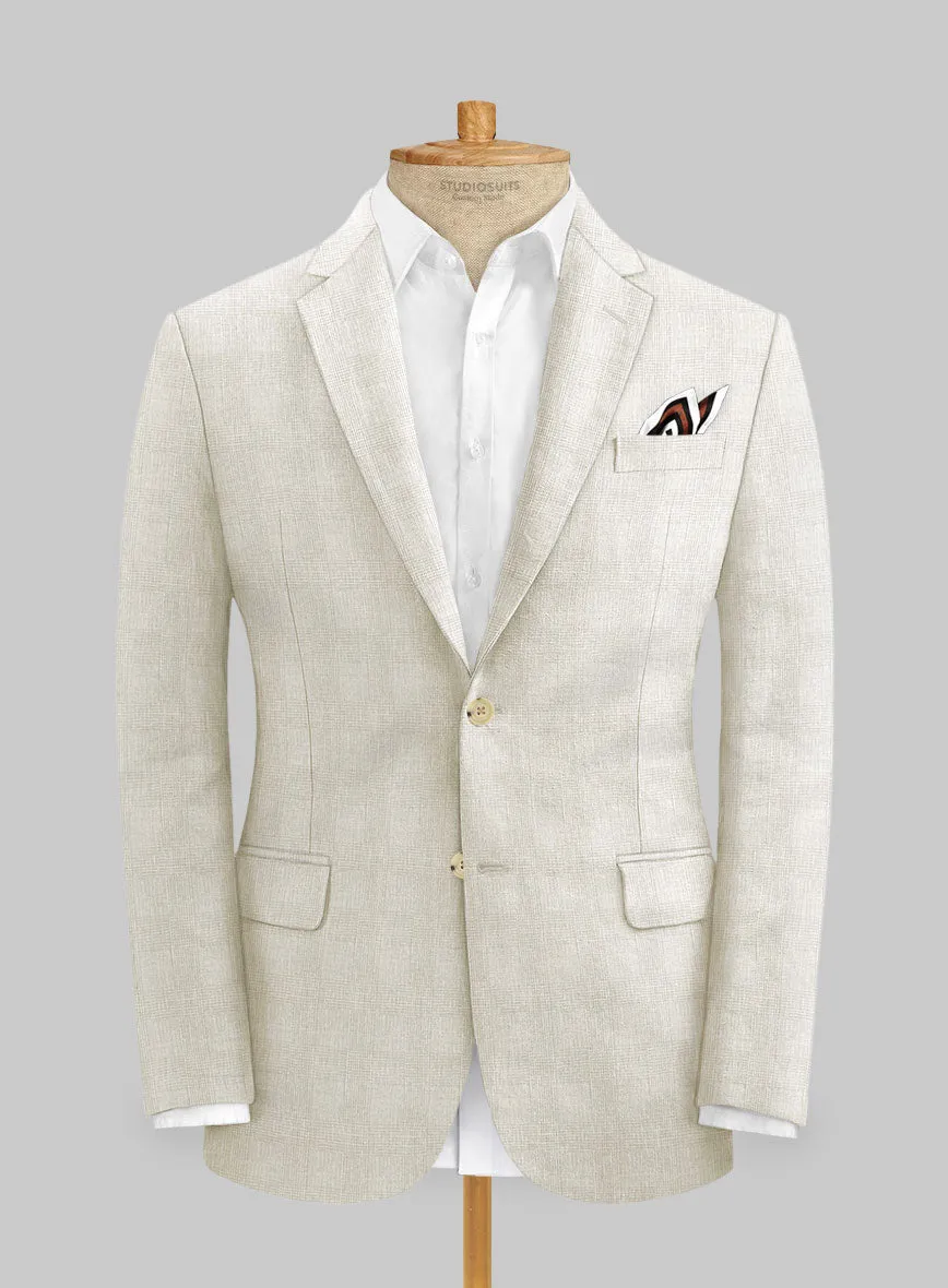 Italian Prato Beige Glen Linen Jacket