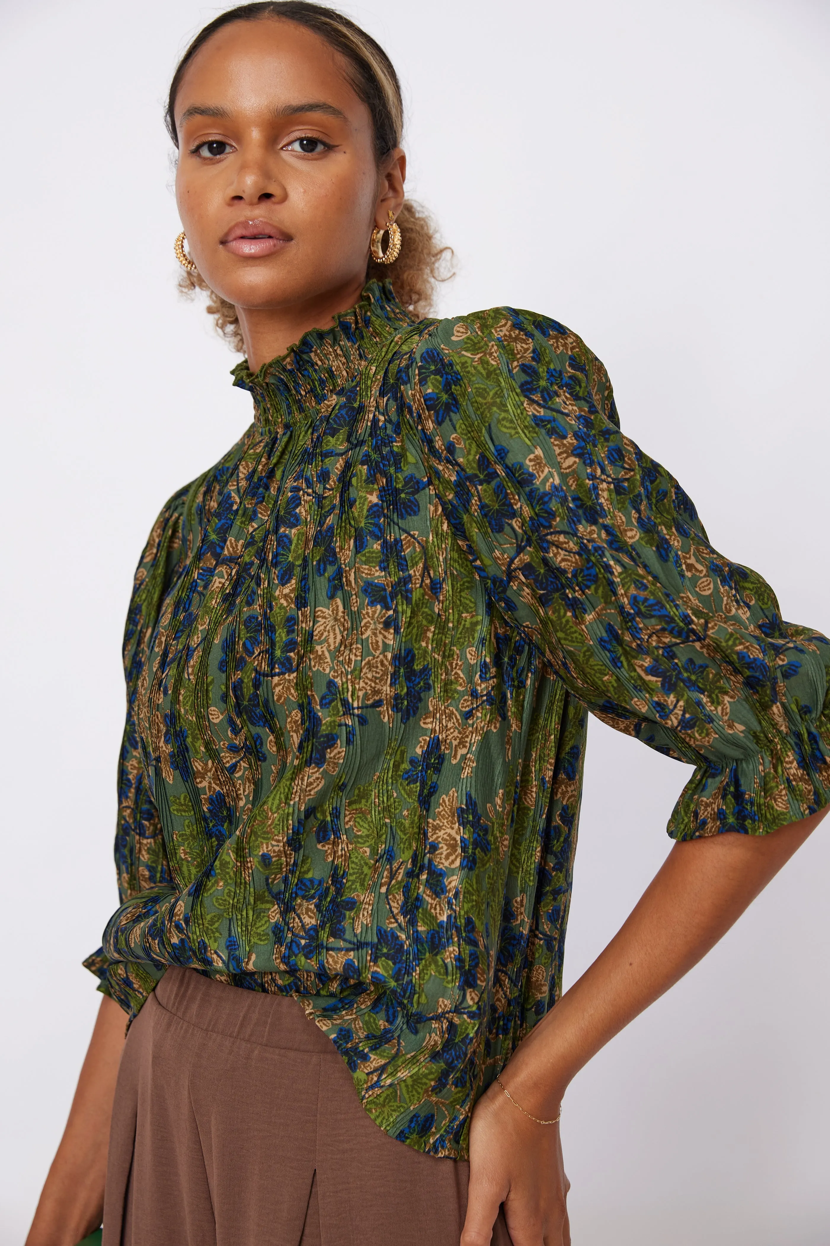 Jonas Smocked Neck Printed Top