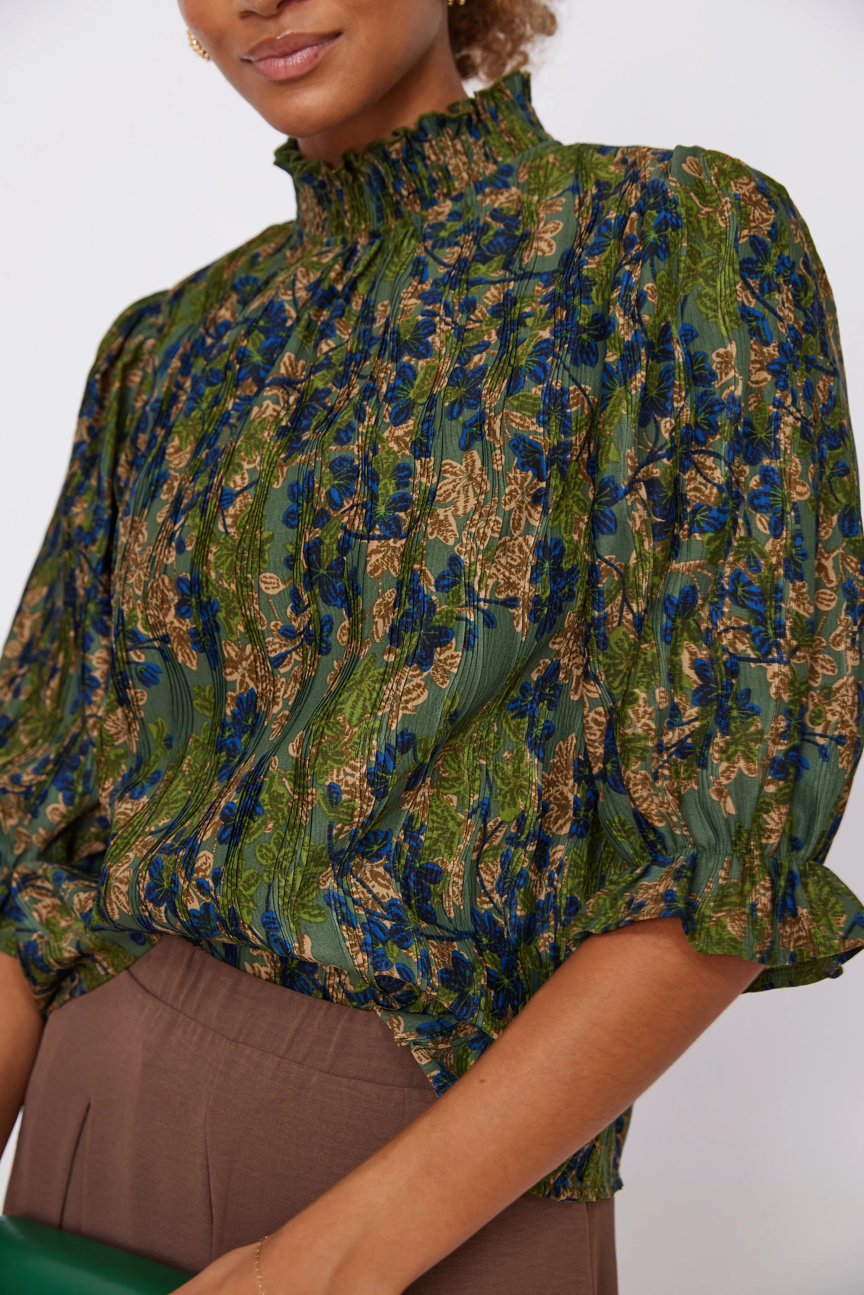 Jonas Smocked Neck Printed Top